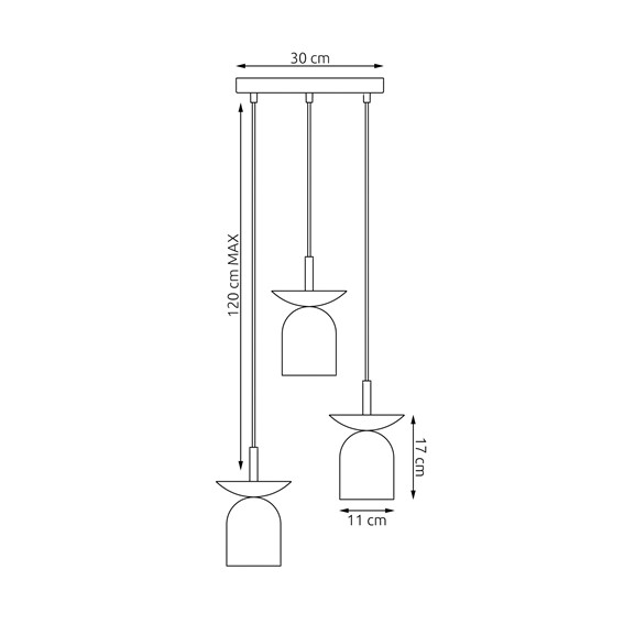 Lampa Wisząca EGO 3 PREM Szary/Czarny
