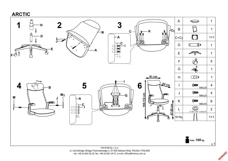 ARCTIC fotel pracowniczy popiel