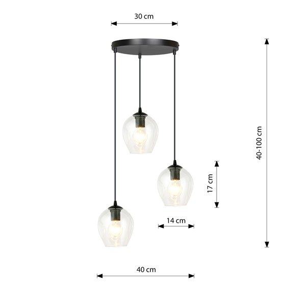 Lampa Wisząca ISTAR 3 PREMIUM Czarny/Transparentny