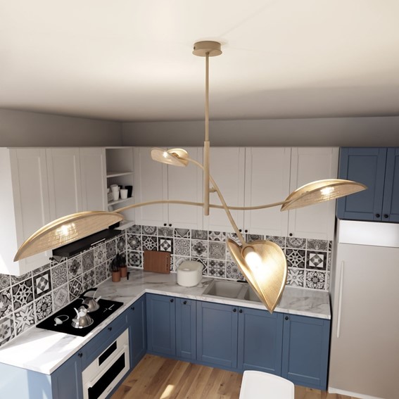 Lampa Sufitowa LOTUS 4 Beżowy/Rattan