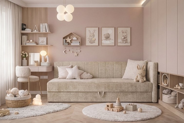 Łóżko RICKY z Pojemnikiem 90x200 cm Beżowy