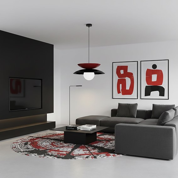 Lampa Wisząca NAGOYA 1 Czarny/Burgundowy