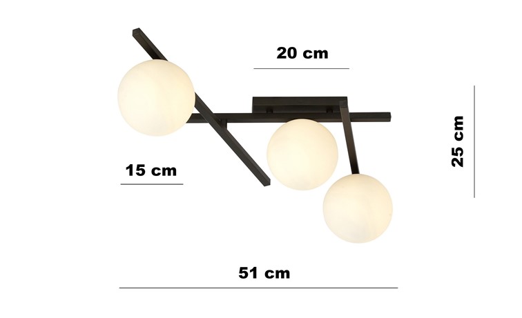 Lampa Sufitowa SMART 3 Czarny/Opal