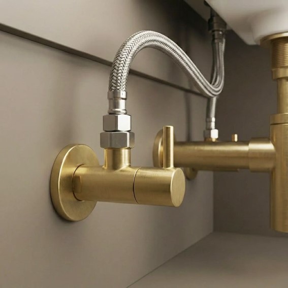 Zawór Kątowy 01 1/2" x 3/8" Złoty Szczotkowany