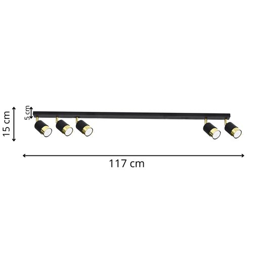 Plafon MASSIMO 5 Czarny/Złoty