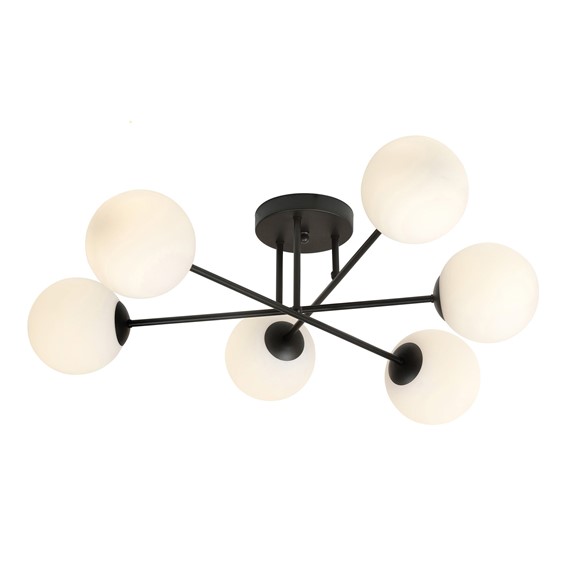 Lampa Sufitowa ROMA 6 Czarny/Opal