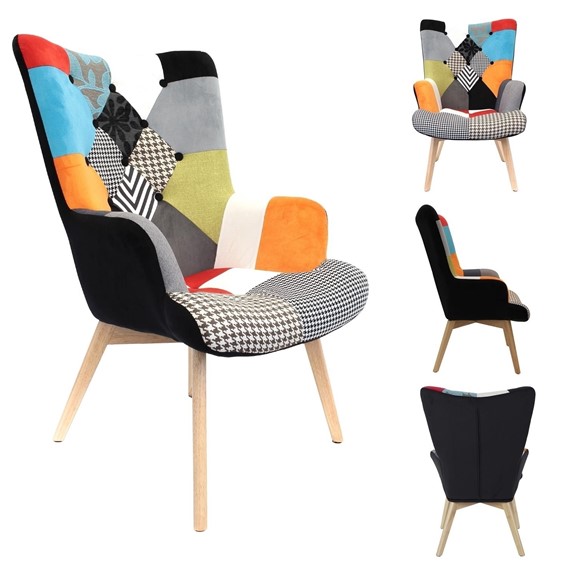 Fotel HELSINKI Patchwork Wielokolorowy