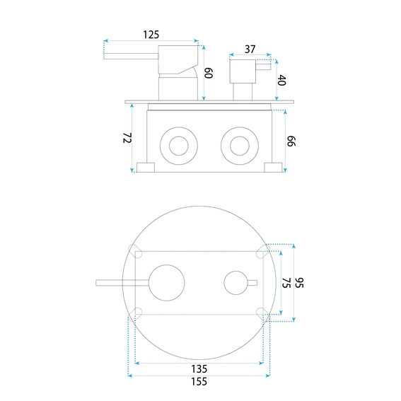 Zestaw Natryskowy Podtynkowy LUNGO DIAMOND + BOX Miedź