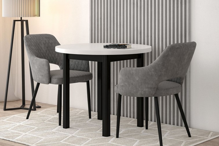 Stół ST24-FX fi90 Biały/Czarny