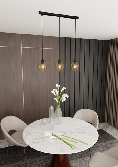 Lampa Wisząca ISTAR 3 Czarny/Miodowy