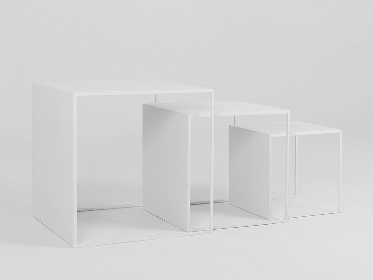 Stół Kawowy Zestaw 2 Wall Trio Metal 35x45x55 Biały