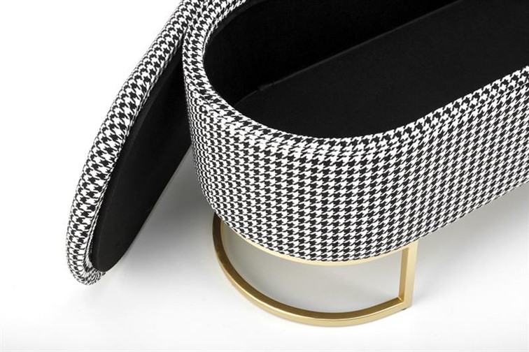 Ławka z Funkcją Pojemnika HARMONY Złoty/Czarny/Biały