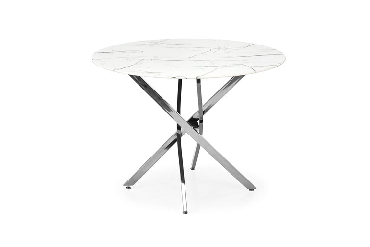 Stół RAYMOND 3 fi100 Srebrny/Biały