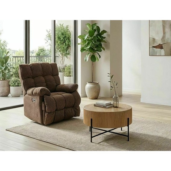 Ława TUCA Fi80cm Dąb/Czarny Mat