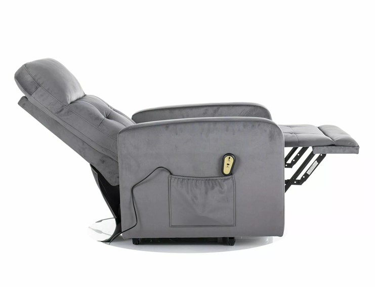 Fotel Rozkładany OTUS II Velvet Szary/Czarny