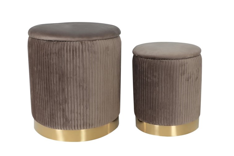 Zestaw Puf Velvet P4-FX Szary/Złoty