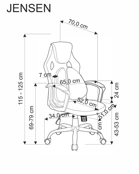 Fotel Gabinetowy JENSEN Czarny/Popielaty/Czerwony