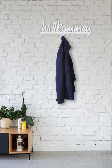 Wieszak Ścienny Willkommen 4x63x18 Biały