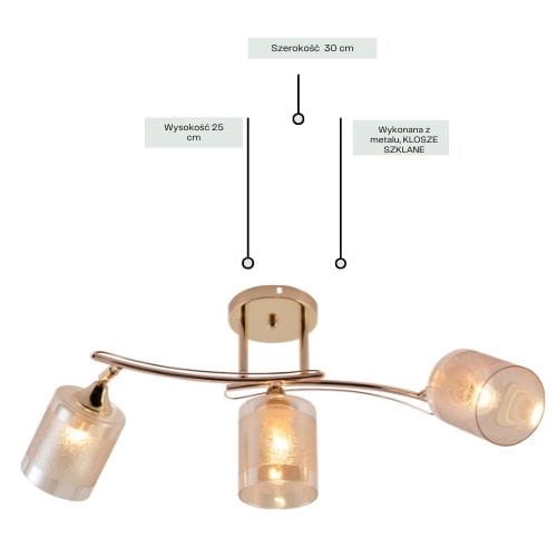 Żyrandol BENTA 3 Czarny/Bursztynowy