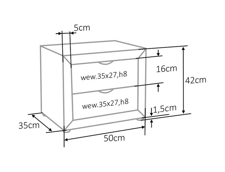 Szafka Nocna ET-002 Velvet Jasny Szary