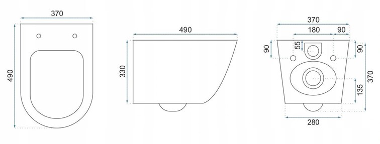 Misa WC CARLO MINI RIMLESS FLAT Czarny/Złoty Szczotkowany