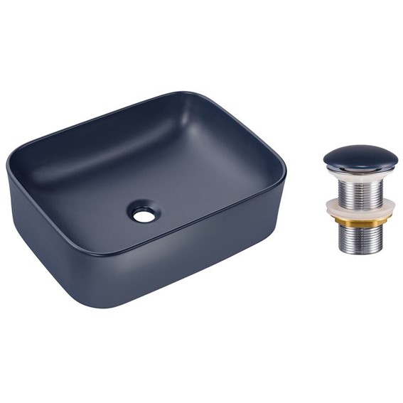 Zestaw Umywalkowy z Korkiem Click-Clack KAMA Granatowy Mat