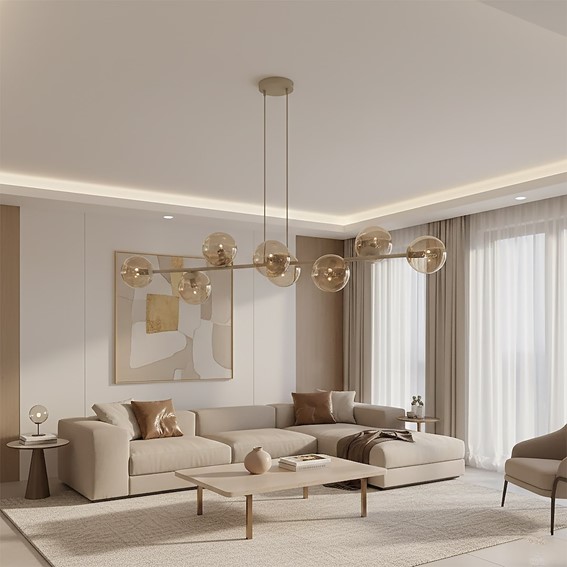 Lampa Wisząca MAGNUS 8 Beżowy/Bursztynowy