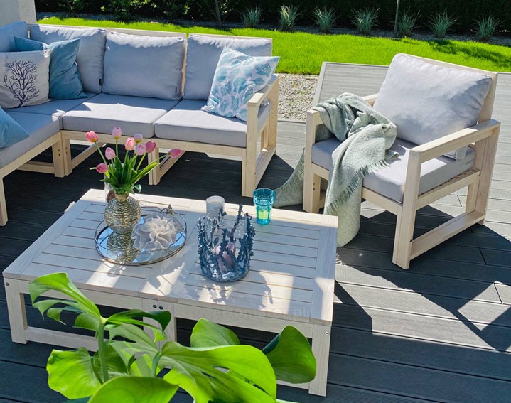 Fotel Ogrodowy MALTA Ciemny Brązowy/Szary