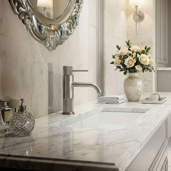 Bateria Umywalkowa Niska LUNGO STRIPE Nikiel Szczotkowany