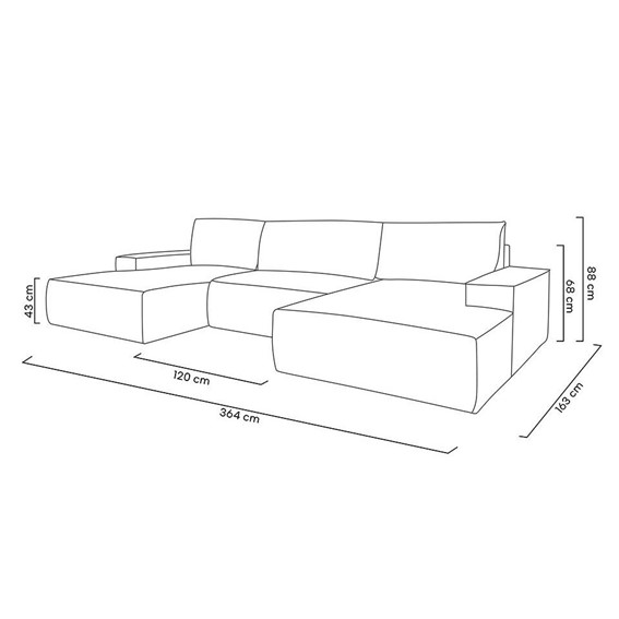 Narożnik PILLOW 364cm Szary