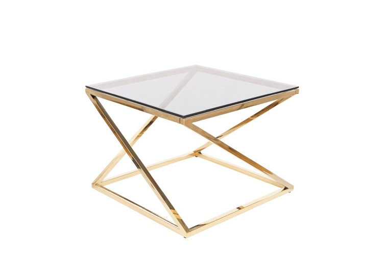 Ława LIAM Szkło Dymione/Złoty