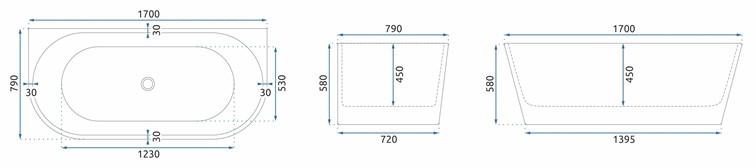 Wanna Przyścienna OLIMPIA 170 Biały