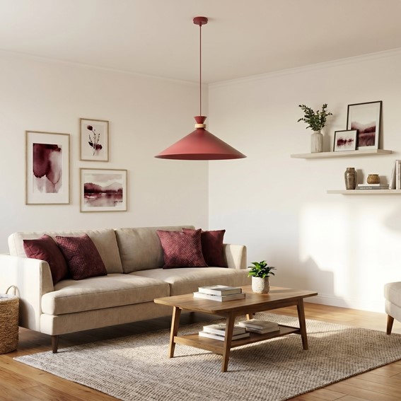 Lampa Wisząca OLIVO 1L Burgundowy