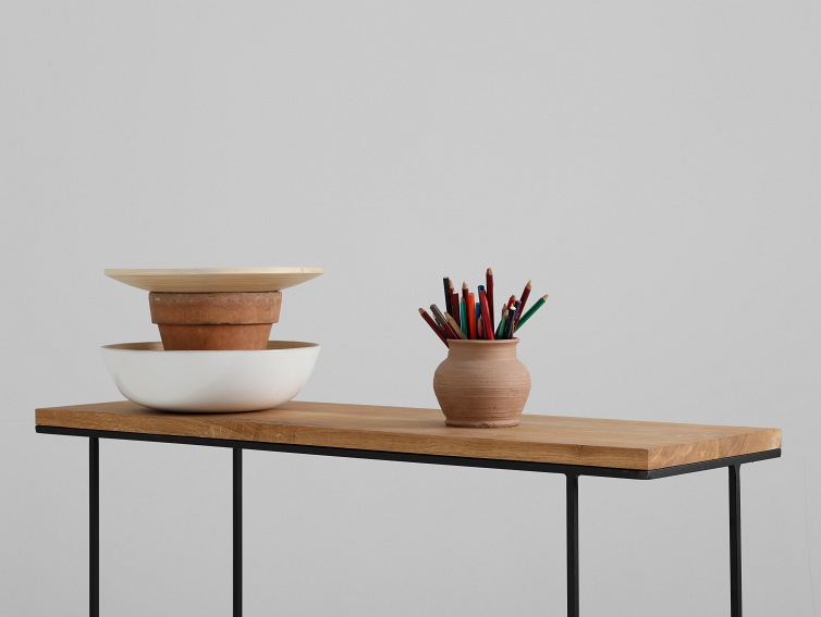 Konsola WALT SOLID WOOD 100x30 Dąb/Czarny