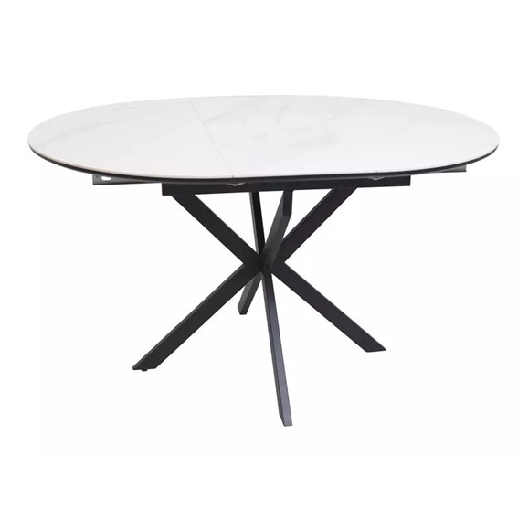 Stół Rozkładany GASTON Ceramic 100 (100-135)x75 Biały/Czarny Mat