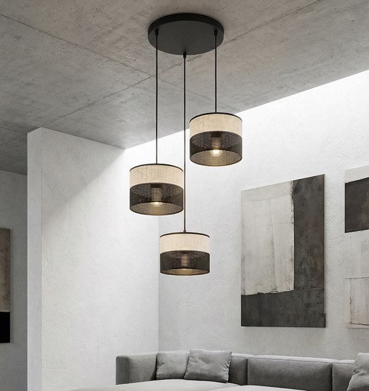 Lampa Wisząca KARBON 3 PREM Czarny/Szary