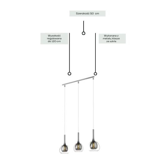 Lampa Wisząca ASTON 3L Chromowany