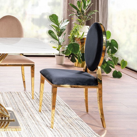 Krzesło KING Velvet Złoty/Czarny Bluvel 19