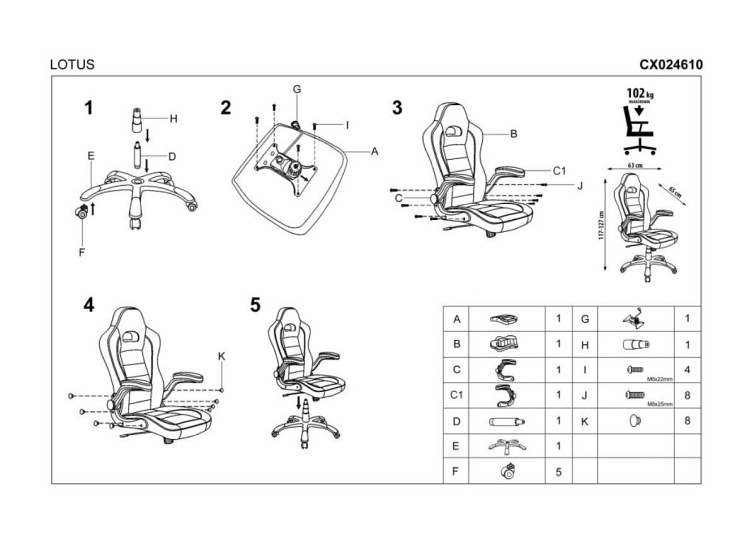 Fotel Gamingowy Obrotowy LOTUS Czarny/Popielaty