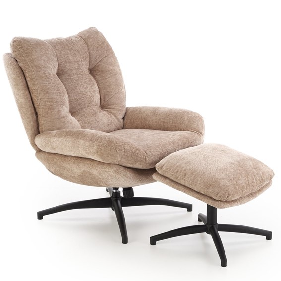 Fotel Wypoczynkowy PESTO z Podnóżkiem/Funkcją Kołyski Beżowy