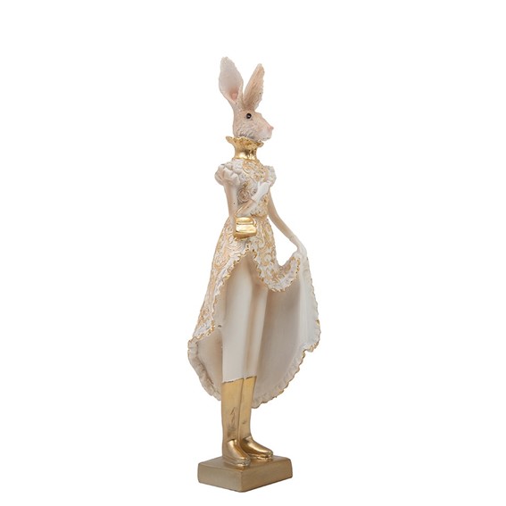 Figurka Dekoracyjna SHP RABBIT Beżowy/Złoty
