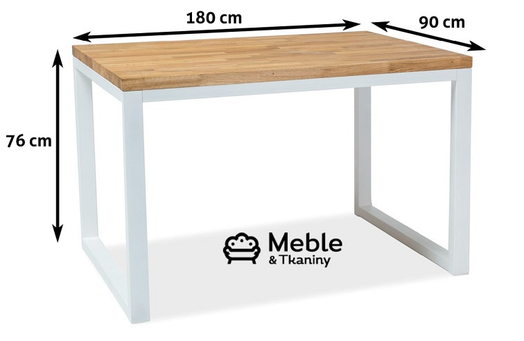 Stół LORAS II 180x90 Lity Dąb/Biały