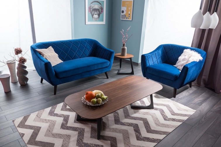 SOFA MOLLY 2 VELVET BEŻOWY BLUVEL 28 / WENGE