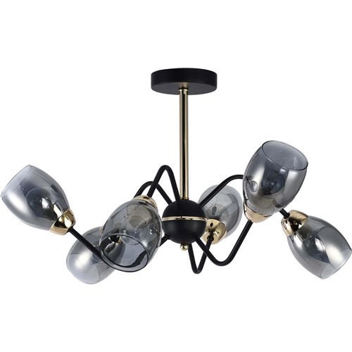 Żyrandol NAPOLIO 6  Czarny/Złoty/Miodowy/Bursztynowy