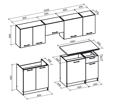 Kuchnia Zestaw DARIA 240 Dąb Craft/Antracyt