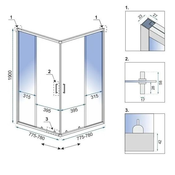 Kabina Prysznicowa CITY 80x80 Czarny