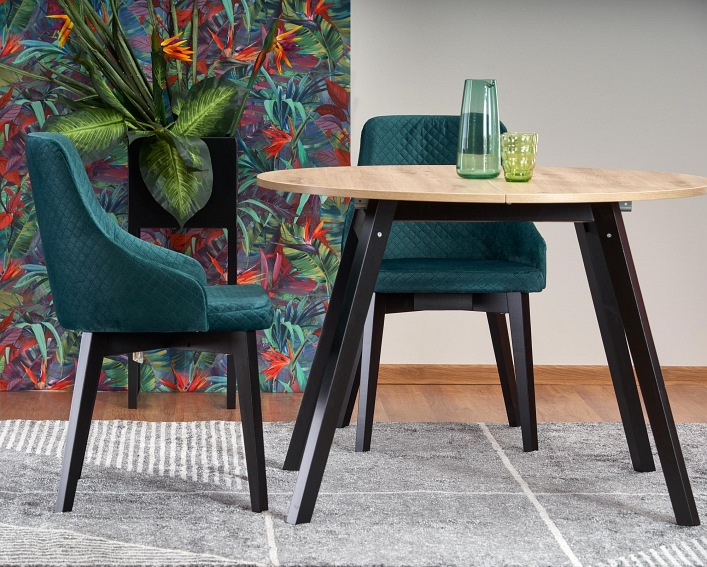 Stół Rozkładany RUBEN (102x142)x102 Dąb Artisan/Czarny