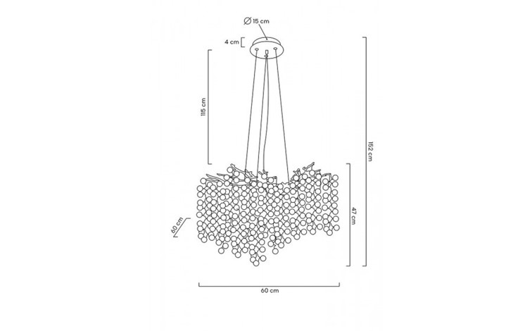 Lampa Wisząca RIVIERA 60 Złoty/Transparentny
