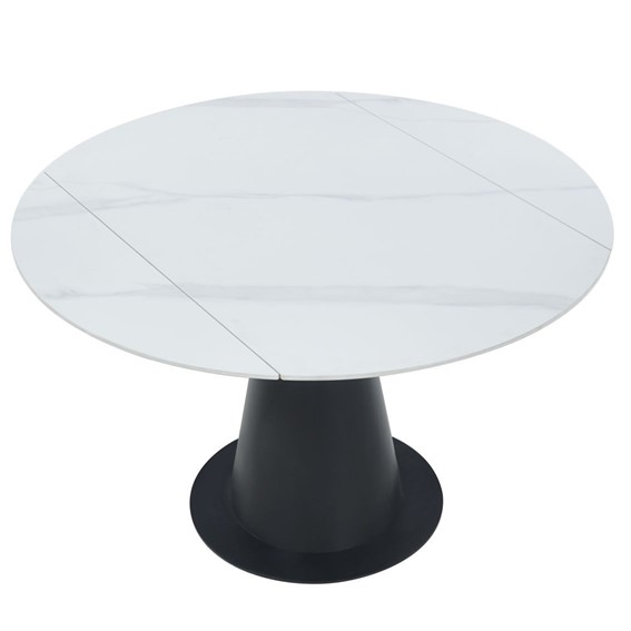 Stół Rozkładany ST29-FX (75-120)x120 Biały Marmur/Czarny