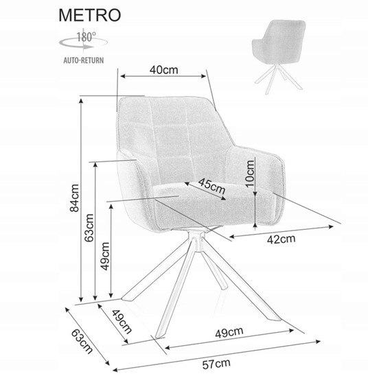 Krzesło METRO Bjorn Czarny Mat/Granatowy 86